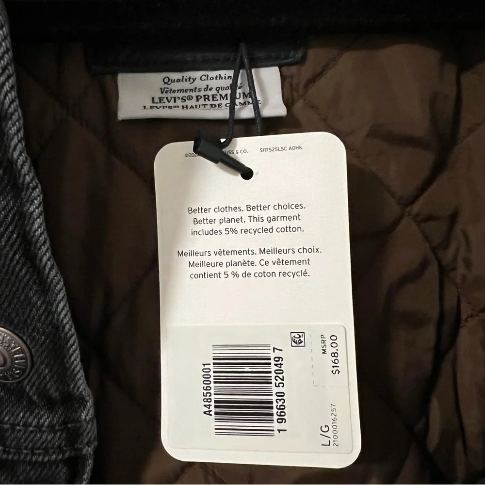 Levi’s quilted lined black denim jacket - Picture 3 of 3